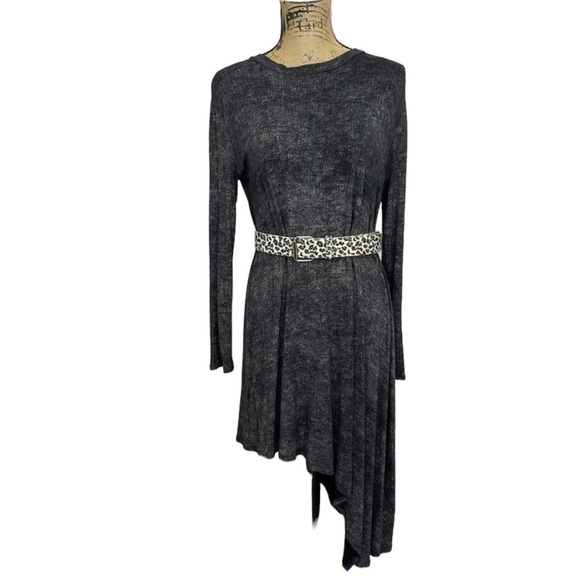 BOUTIQUE Asymmetrical Hem Tunic Boho Acid Wash Tunic Size Small Navy - Picture 2 of 12